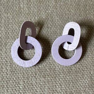 Wolf & Moon Lilac Purple Wood Earrings